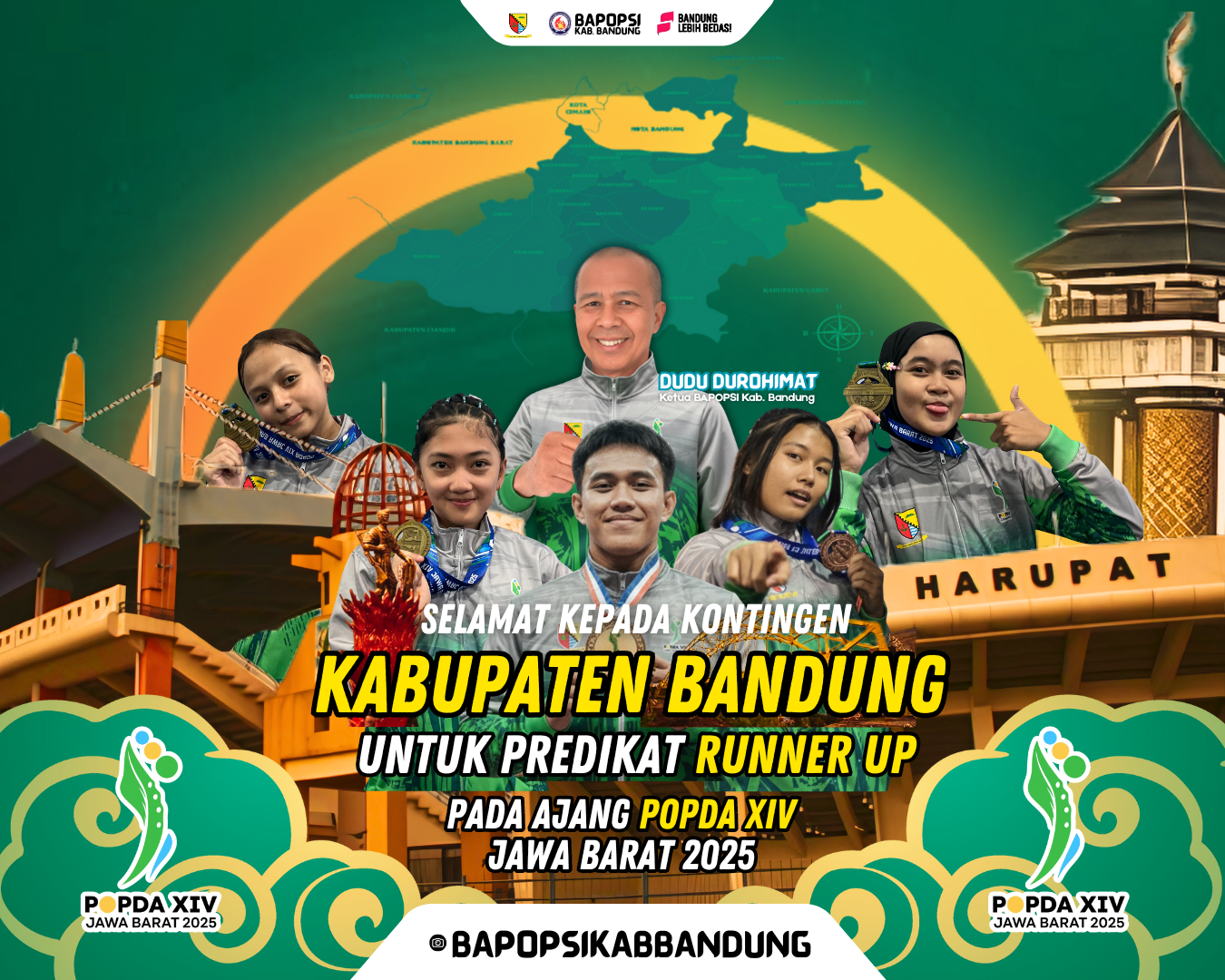 Kabupaten Bandung Sabet Gelar Runner-Up POPDA XIV Jabar 2025, Lampaui Target dengan 40 Emas